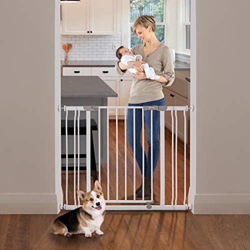Dreambaby Ava Walk Thru Baby Safety Gate & Extension Set | Pressure Mounted Gate with Stay Open Features | Includes 2 x 3.5" Wide & 30" Tall Extensions | Fits 29.5-39.5 inch Openings - White - Image 4